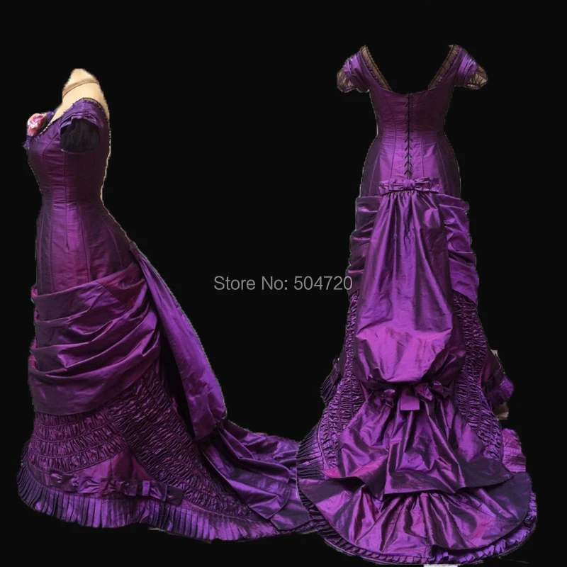

Tailored!NEW arrivial Royal Purple Taffeta French Duchess Queen Princess Marie Antoinette Theatre Civil war Gown dress HL-299
