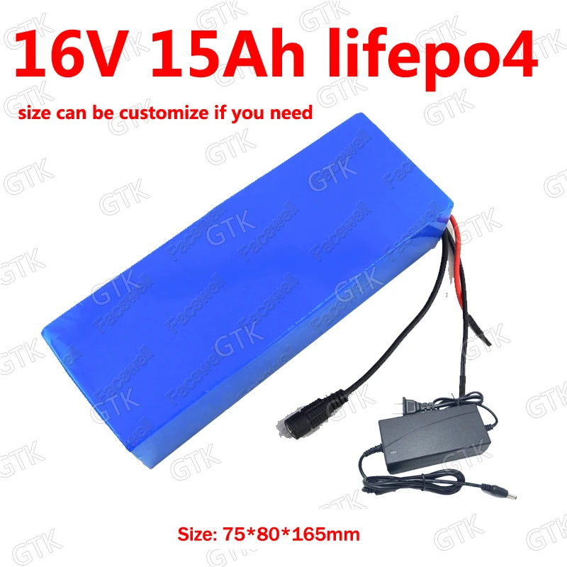 

Литиевая батарея IFR 16V 15AH Lifepo4 16V, 1 шт., с высокой степенью осушения, для электронных деталей, для монитора велосипеда, медицинского оборудования + зарядное устройство 2A