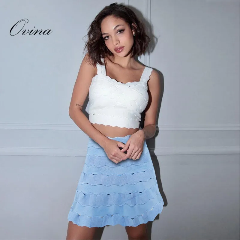

Summer 3 Color New A Line Above Knee Rayon Bandage Women Skirts 2018