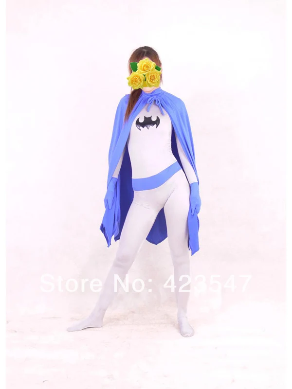 DC Comics Batman Sky Blue & White Spandex Superhero Costume Halloween Carnival costumes play