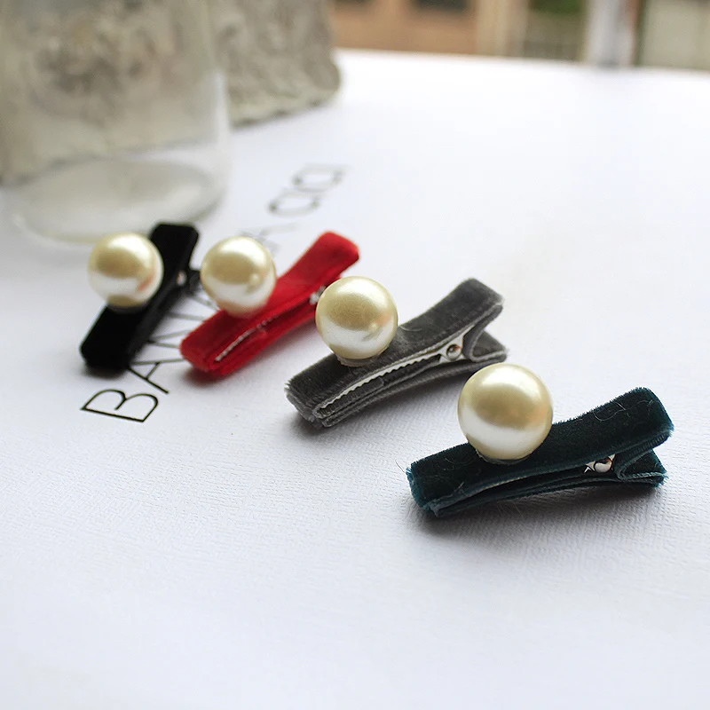 40pcs Velvet Hair Clips PEARL Mini Velvet Hair Clip Non Slip Infant Barrette Vintage Girls Fleece Toddler Grip Headwear