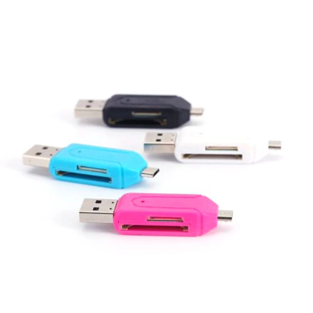1Pcs Micro USB+USB 2.0 OTG Adapter SD T-Flash Memory Card Reader for Smartphone