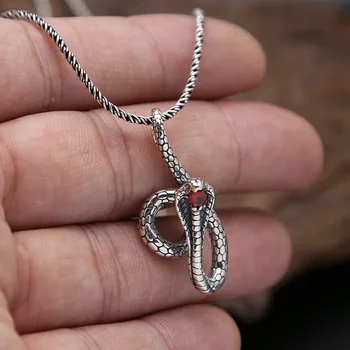 

Wholesale S925 Sterling Silver Jewelry Retro Thai Silver Creative Cobra Drill Pendant Men And Women Gifts Chain Match Pendant