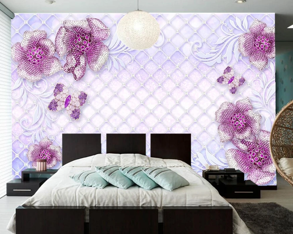 3D красивые фиолетовые розы украшения цветок росписи обоев papel де parede гостиная, спальня ТВ диван стены документы домашнего декора
