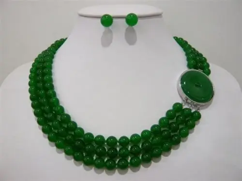 

SHIPPING>>@> very good Fancy 3 Row Green/Red 7-8mm Jade Necklace Earring Ring Set 18K yellow gold plated wholesale Quartz s
