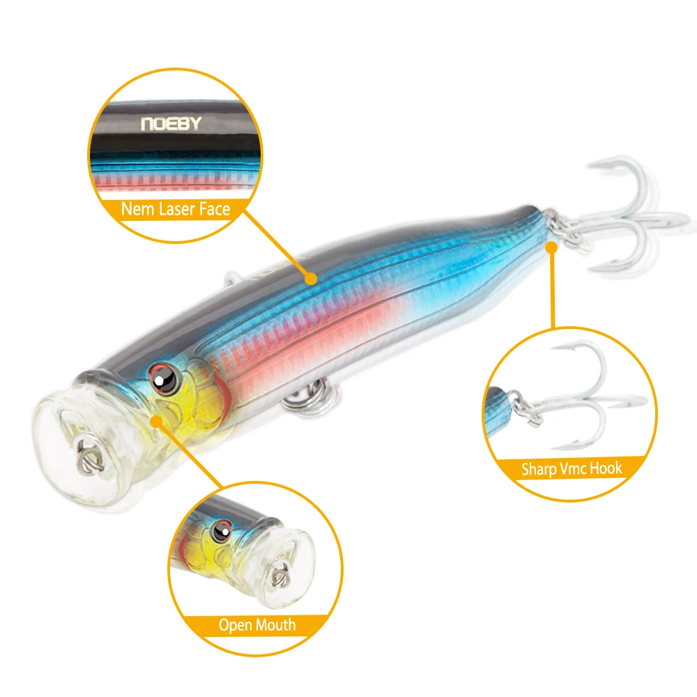 Noeby приманка-Поппер для рыбной ловли, АБС-пластик, 100 мм, 19,5 г, 120 мм, 29 г, 150 мм, 54,5 г, для морской басы, Доступно 11 цветов