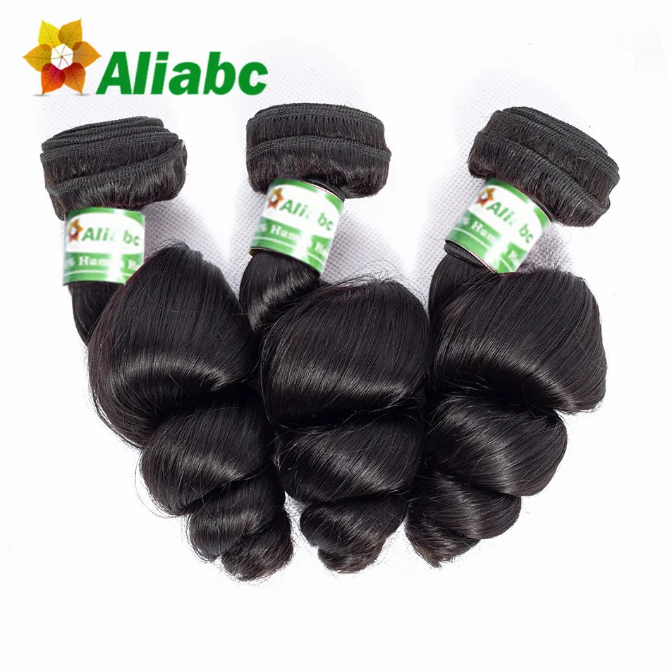 Aliabc Brazilian Loose Wave 100% Human Hair Weave 3 Bundles 8-26 Inch Natural Color Non-remy Extensions Free Shipping | Шиньоны и