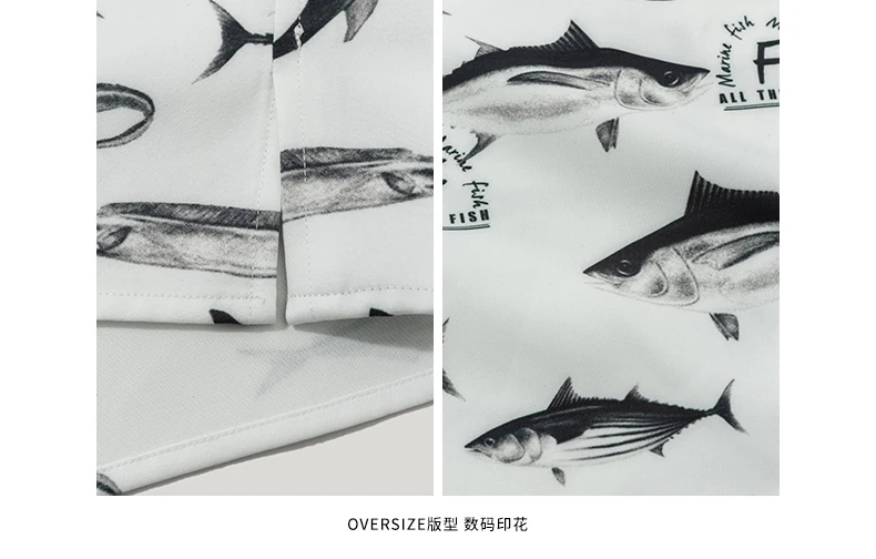 Газированной воды рыбы полный напечатаны Повседневная рубашка 2019 Летняя рубашка с короткими рукавами уличная японский Винтаж летние