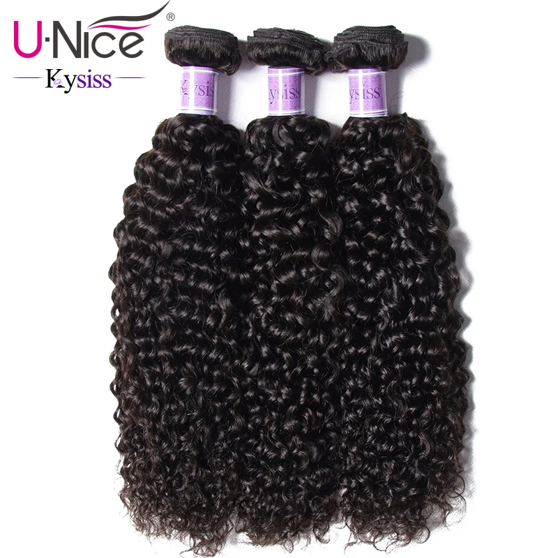 

UNice Hair Kysiss Virgin Series Indian Curly Human Hair Weave 3 Bundles Unprocessed Virgin Human Hair Extensions Natural Color