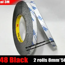 2 рулона(8 мм* 50 м* 0,15 мм), 3 м 9448 Черная Клейкая тканевая лента для пенокаучуковой пластиковой пленки телефона стеклянной поверхности