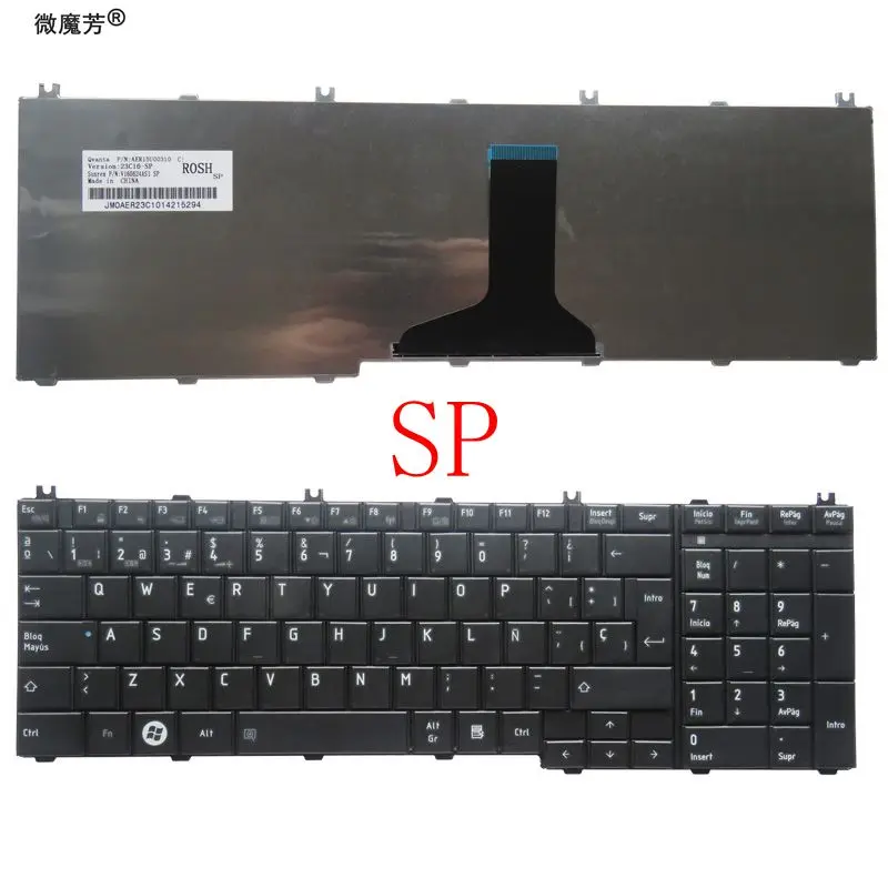 Клавиатура для ноутбука toshiba Satellite C650 C655 C655D C660 C665 C670 L650 L655 L670 L675 L750 L755 SP черная