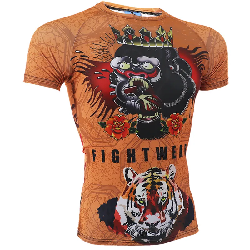 VSZAP колготки Конор пистолет печатных с коротким рукавом MMA Fight Sanda UFC Fighting Muay Thai фитнес-Футболка мужская быстросохнущая одежда