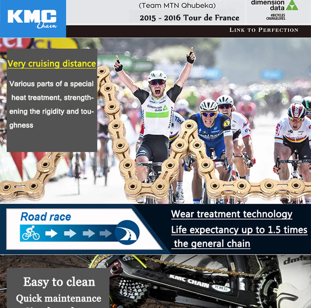 Цепь KMC X8 X9 X10 X10 EPT X9L X10L X11LBike 9S 10S 11S Gold для MTB/шоссейного велосипеда fo Shimano/SRAM 8 9 10 11 speed 116L/цепной велосипед