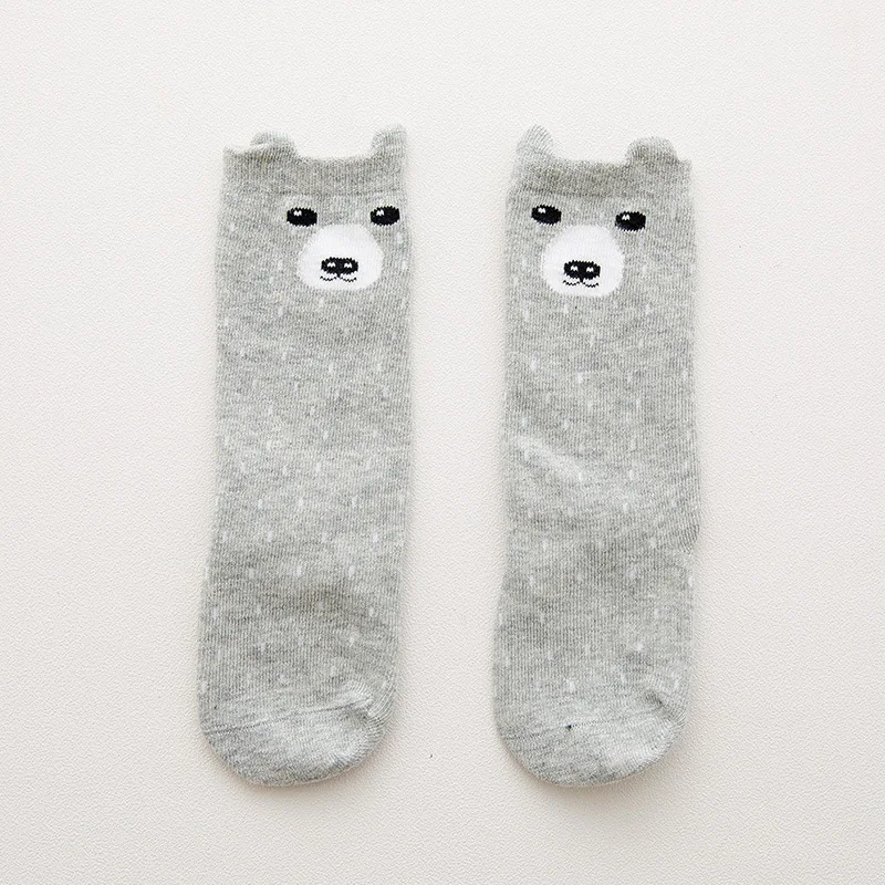 Г. новые детские хлопковые носки с героями мультфильмов детские носки с объемными ушами нескользящие носки-тапочки от производителя - Цвет: Straight grey bear