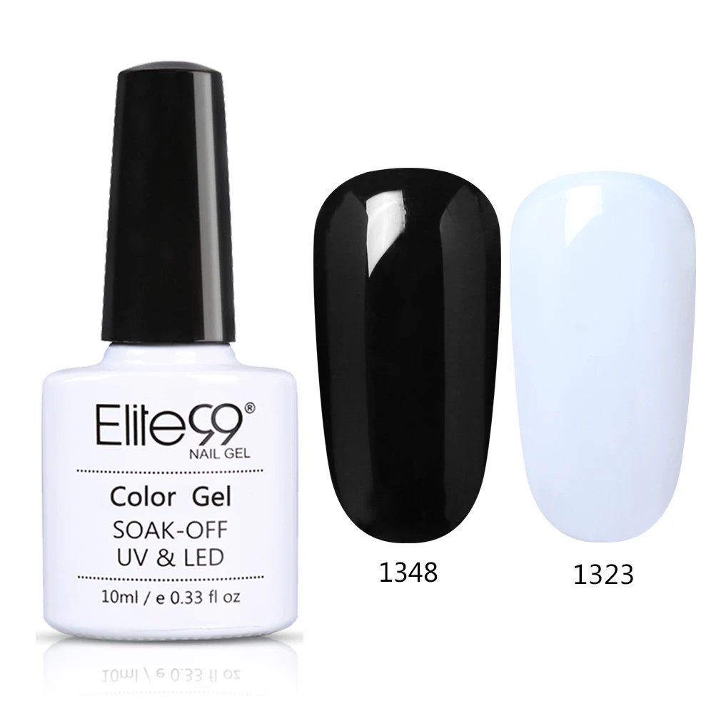 Elite99 10 мл чистый цвет УФ светодиодный Гель-лак замачиваемый Черный Белый Цвет Гель-лак для ногтей долговечный дизайн ногтей Гель-лаки - Цвет: Black and White