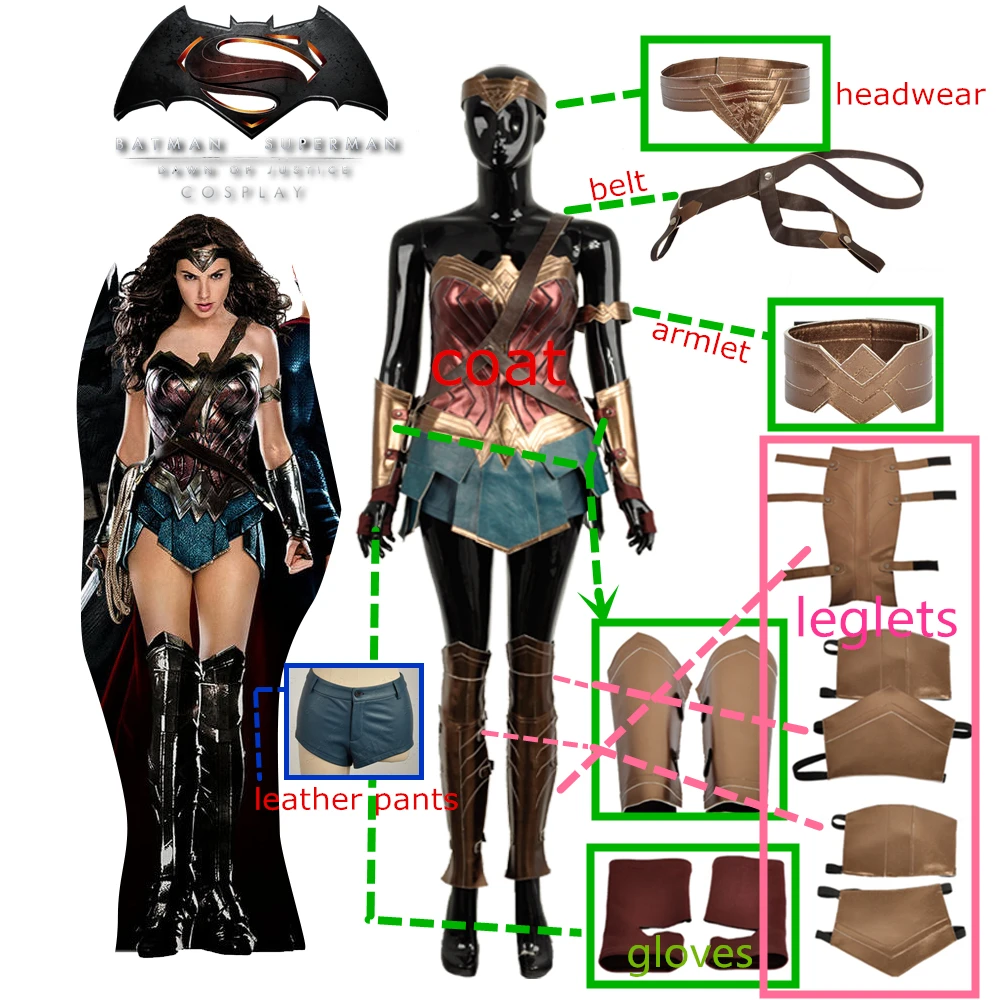 Movie Batman v Superman:Dawn of Justice Wonder Woman Cosplay Costume For Adult Women Movie Batman v Superman:Dawn of Justice Wonder Woman Cosplay Costume For Adult Women