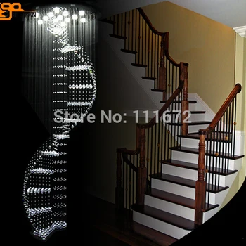 Online Spiral Design Large Crystal Chandelier Modern Lighting Dia80*H250cm Lustre LED Staircase Light Fixutres