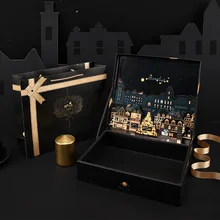Fashionable city dream three-dimensional gift box Black retro business gift wedding souvenir Ins box formal dress Large gift box dream box