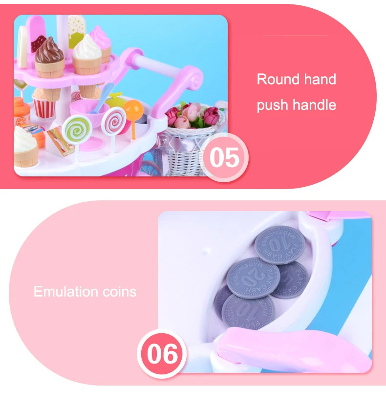 Новые горячие 39 шт. моделирование маленькие тележки для девочек мини конфеты корзину Мороженое магазин супермаркет детские игрушки Играя дома детские игрушки
