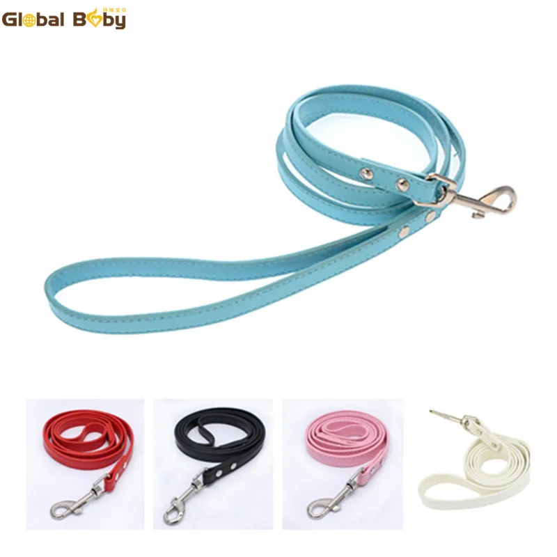 Plain Style PU Leather Dog Leash 5 Colors 120cm Small Dog Puppy Pet