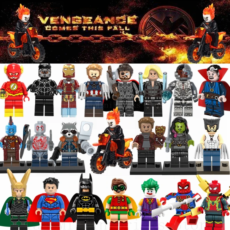 

Single Sale WM298 Ghost Rider With Motorcycle Legoing Marvel Avengers Super Heroes Building Blocks Toys for Children Figures