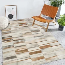 Премиум Новейший Современный из воловьей кожи настоящий меховой скрытый кожаный коврик роскошный модный коврик в виде шкуры уникальный дизайн