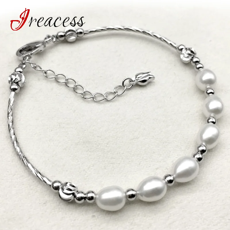 

New Fashion Real Natural Freshwater Pearl Bracelets For Women 100% Pearl Bead Sterling Silver Gold Bracelets & Bangles Jewelry