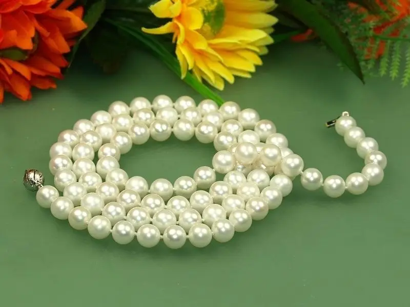 

FREE shipping>>>>>>white natural fresh water akoya pearl necklace 17" 6.07