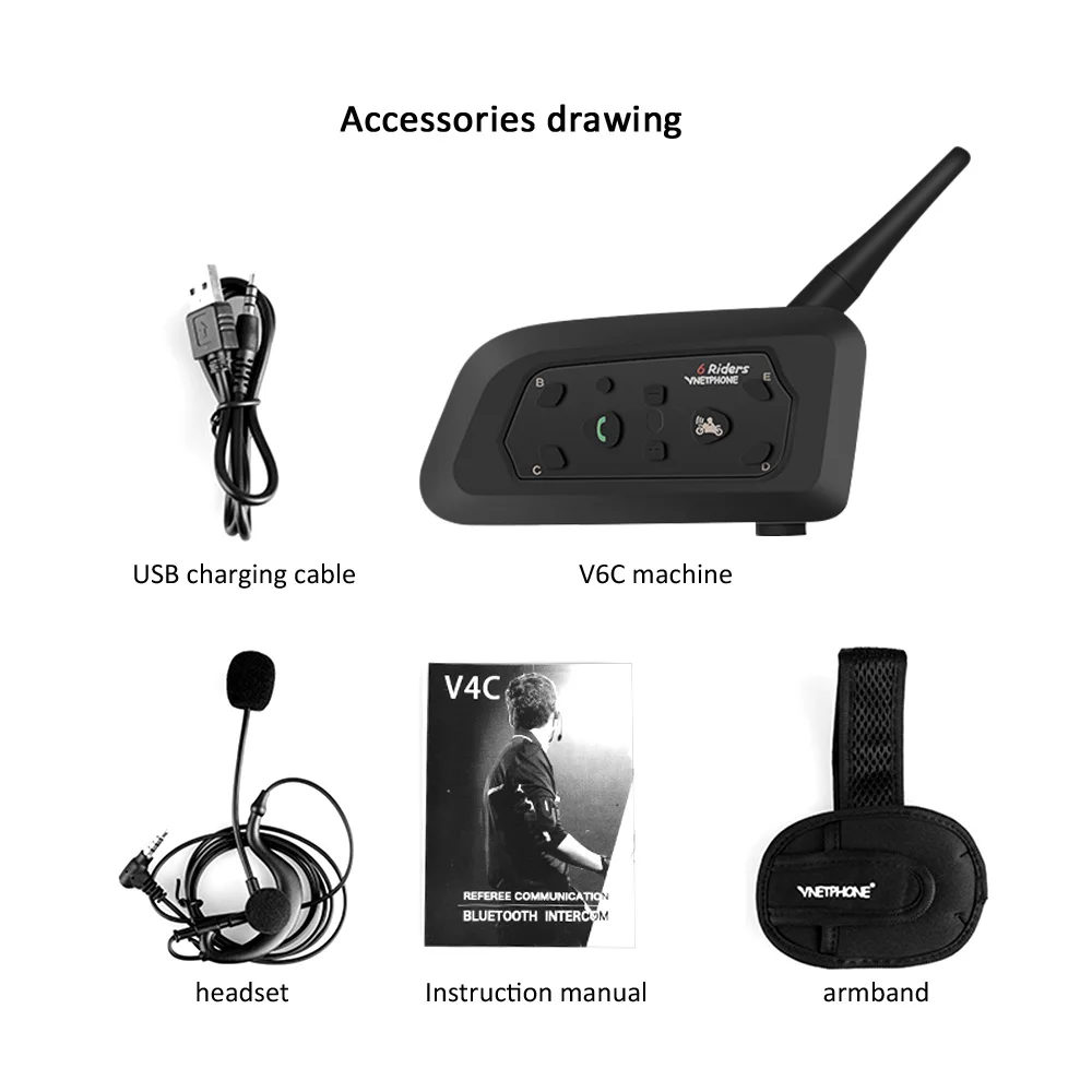 Гарнитура рефери VNETPHONE V6C 2 6 Группа Bluetooth общение между футболом гандбол Футбол