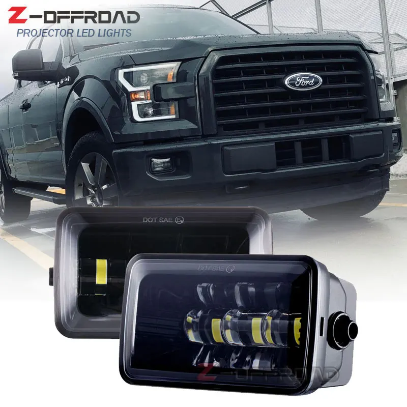 

Square LED Projector Fog Light Clear Lens For Ford F150 2015 2016 2017 2018 Plug And Play Projector LED Front Bumper Fog Light