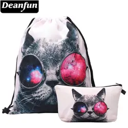 Deanfun 3D печатных Drawstring сумка кот в очках модные женские туфли Путешествия хранения 022