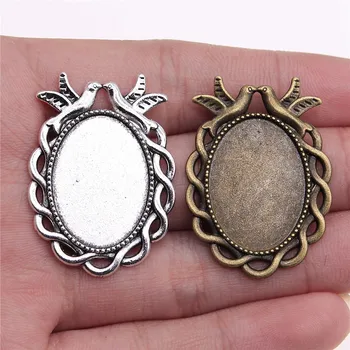 

5pcs 18x25mm Inner Size Antique Bronze Antique Silver Color Bird Oval Shape Cabochon Base Setting Blank For Jewelry Pendants
