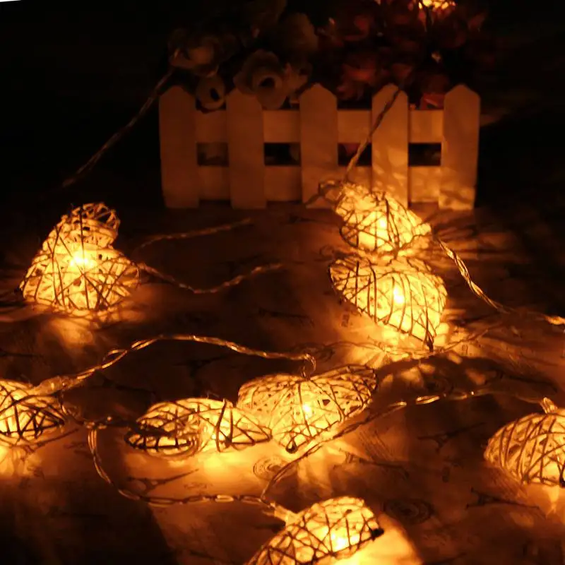 

1.8M Rattan 10 LED String Light Battery Operated Heart Shaped Led Fairy Light Outdoor Garden Wedding Party Christmas Decor