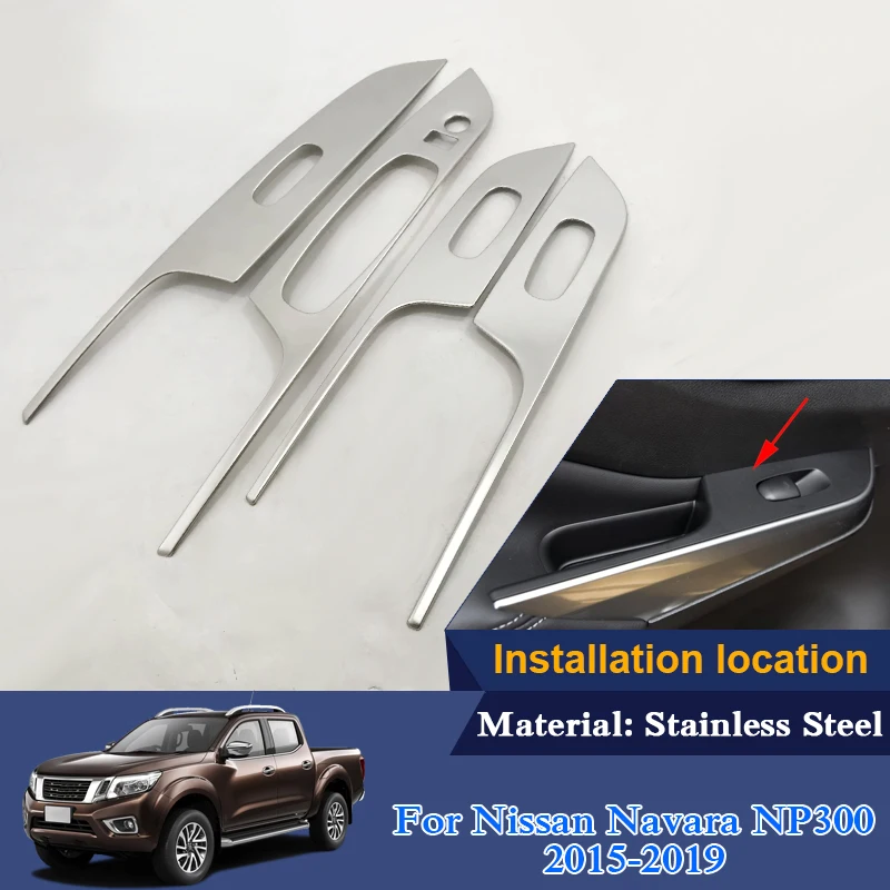 

Stainless Steel For Nissan Navara NP300 D23 2018-2019 Car Styling Interior Door Window Lift Switch Panel Cover Decoration