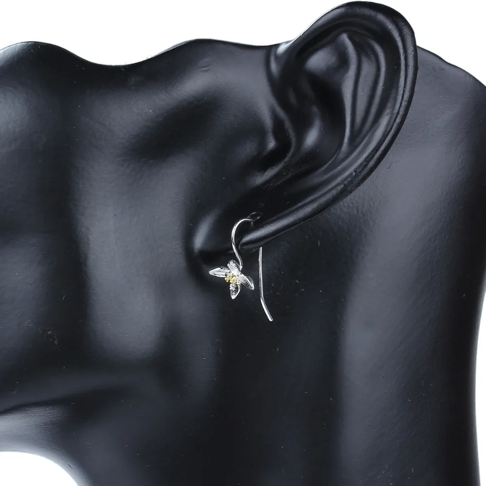 

8SEASONS New Fashion Women Drop Earrings Flower Shaped Yellow Stamens Hook Earrings Jewelry 21x7mm, 1 Pair