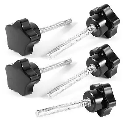 

5 Pcs M6x50mm Male Thread Black Star Head Clamping Knob Grip
