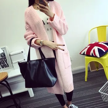 

Women Long Sweater Cardigan Fashion Autumn Winter Long Sleeve Loose Thick Knitted Long Cardigan Women Sweaters Coats Pull Femme