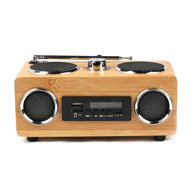 

Bamboo Portable Wireless bluetooth Speaker Subwoofer with TF/BT/FM/USB outdoor speaker