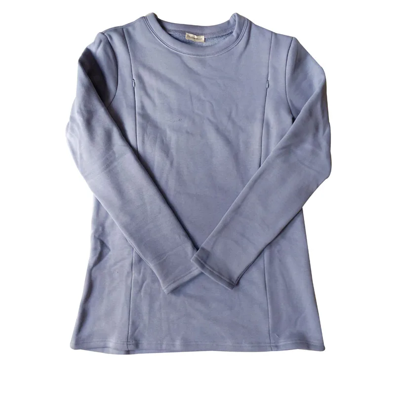 Emotion Moms новая хлопчатобумажная одежда для беременных с длинным рукавом Зимний Топ для кормящих мам топы для беременных женщин футболка для грудного вскармливания - Цвет: Серый