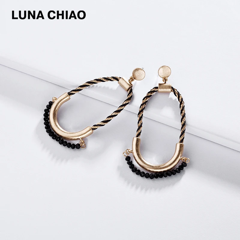 

LUNA CHIAO 2019 Trendy Vintage Drop Earring Crystal Rope Chain Dangle Earrings jewelry for Women