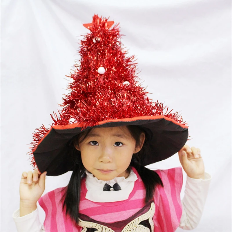 Three Color Tree Style Christmas Hat Decoration Strawhat for Halloween and Christmas 2016in