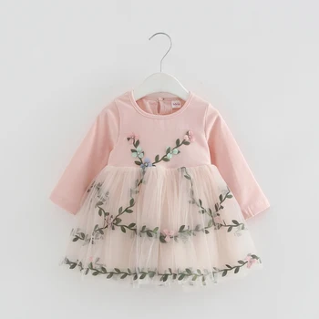 

2018 baby infant girl spring cotton tutu dress girls newborns beautiful 3D flowers princess dresses vestido