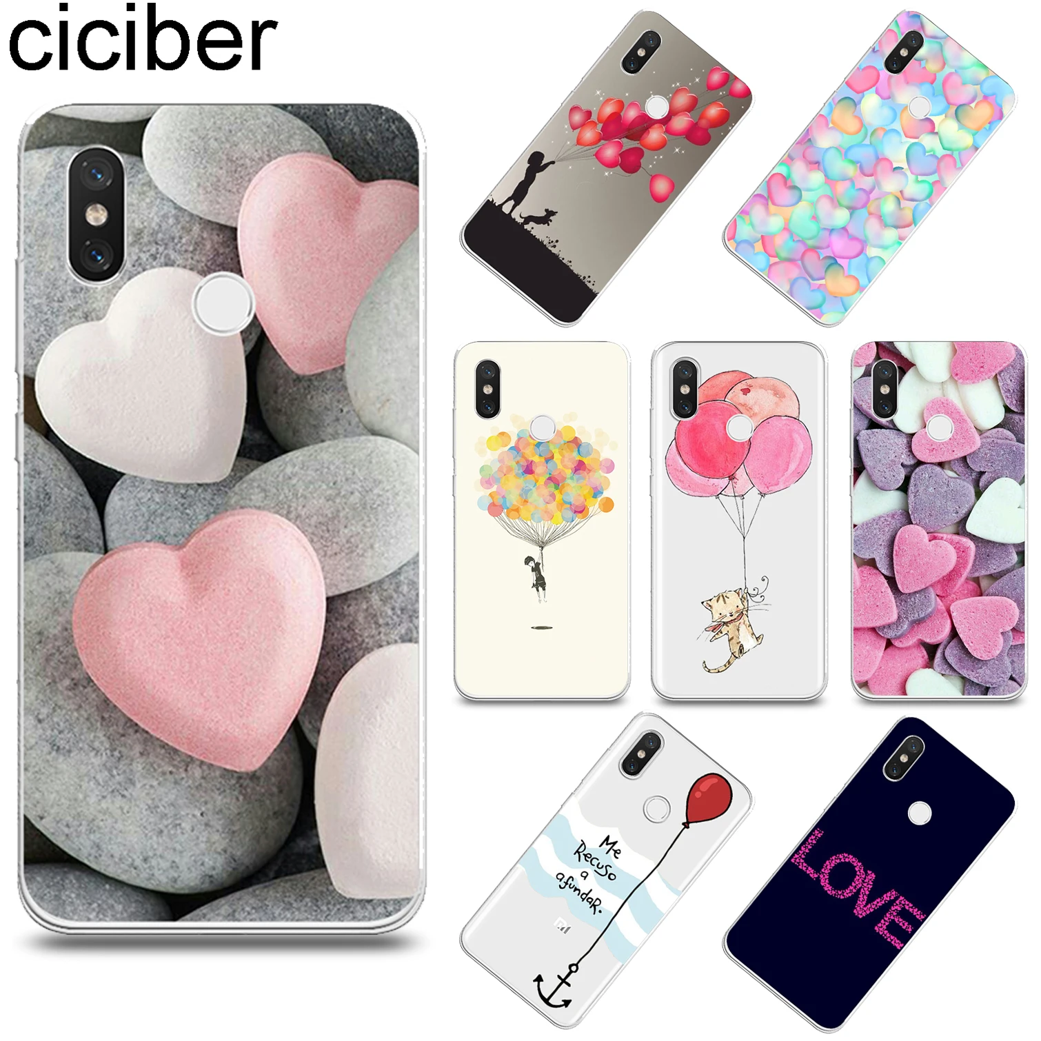 

ciciber Love Balloon for Xiaomi mi 9 8 6 5 A2 A1 X 5C 5S Plus Lite SE Poco Phone F1 Soft TPU Cases for Xiaomi MIX MAX 3 2 2s Pro