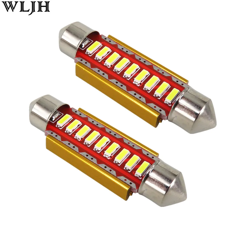 WLJH 2x 41mm 42mm 4014 SMD CANBUS Error Free Led Auto Car Parking