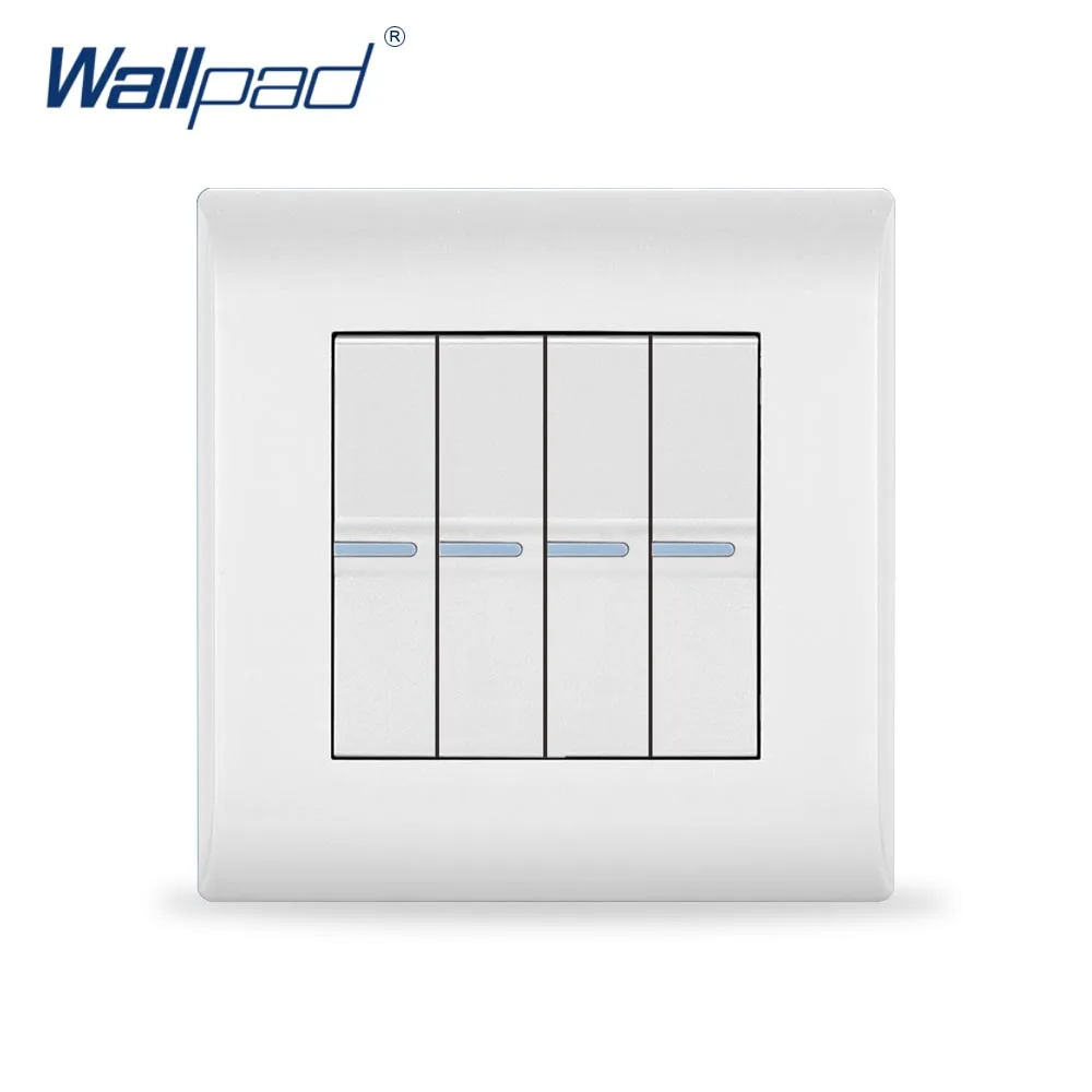 

2019 New Arrival 4 Gang 2 Way Wallpad Luxury White Wall Light Switch 10A AC110~250V PC Panel EU/UK Standard