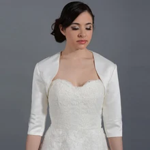 3/4 рукава четверти Свадебный жакет атласное Болеро Жакеты для невесты Вечерние Свадебный жакет на заказ