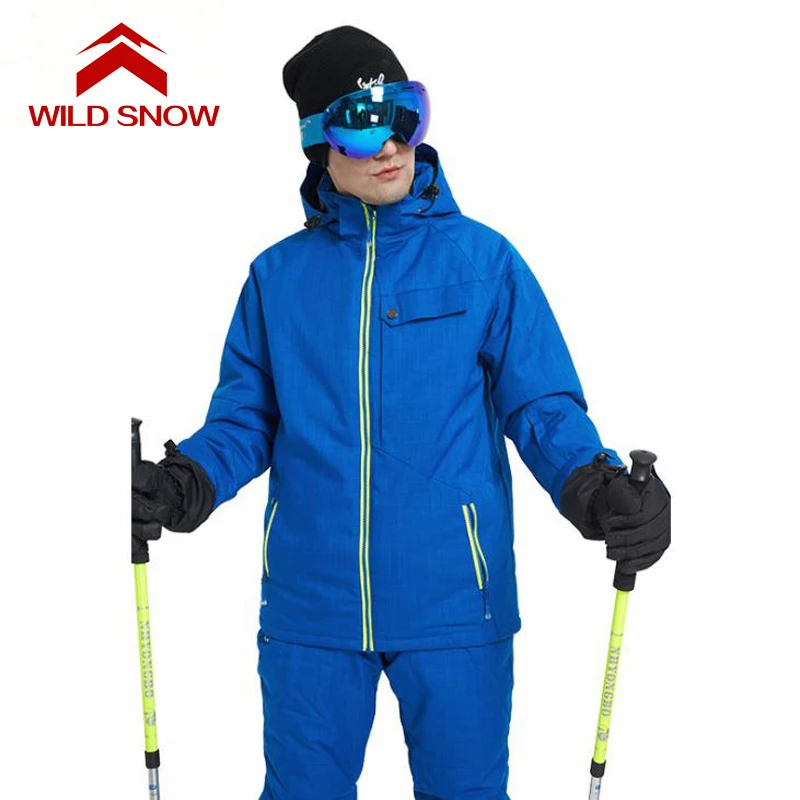 Wild Snow Men Ski Suit Windproof Waterproof Warm Thicken Ski Jacket And Snow Pants Sets Winter