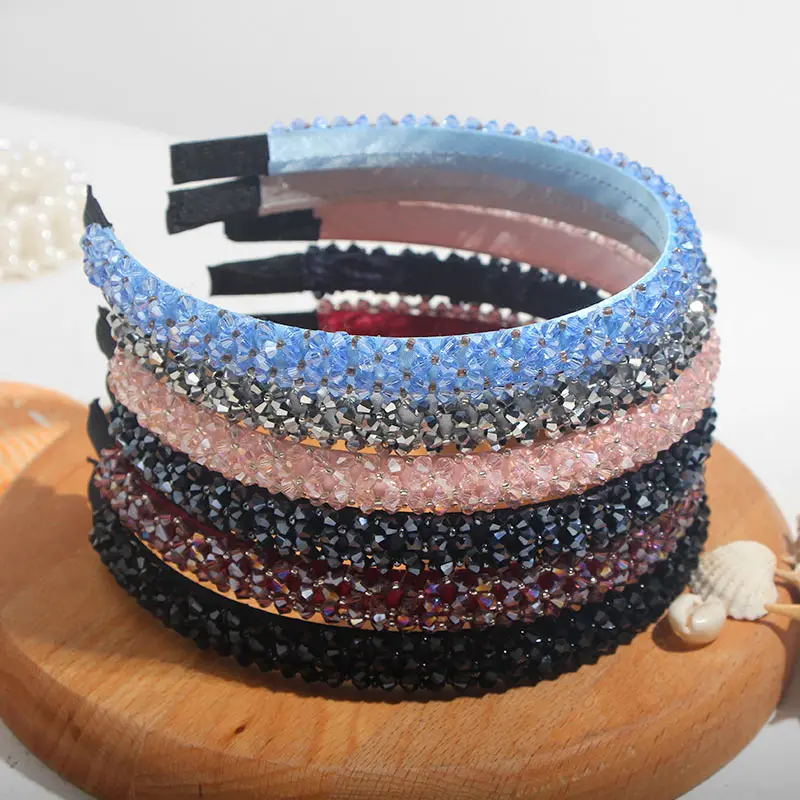 

JUST FEEL Retro Beaded Hairband Shiny Women Headband Hair Accessories Wide Fashion Crystal Hair Hoop Head Band Girls Hairbands