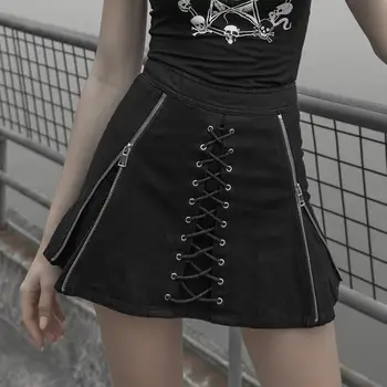 

Punk Rave Women's Punk Chic Style Open Zipper Design Denim Skirt PQ561BQ Asia Size(S-L)