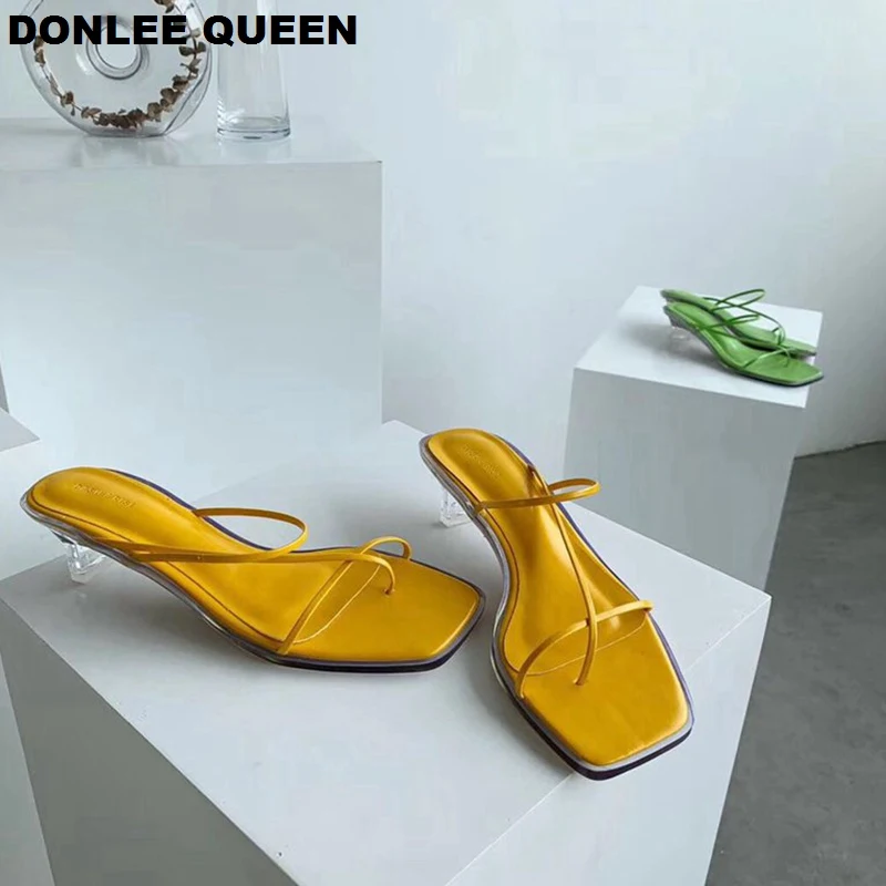 

DONLEE QUEEN 2019 Summer Flip Flops Slippers Women Crystal Heel Slides Ladies Simple Brand Narrow Band Slides Female Dress Shoes